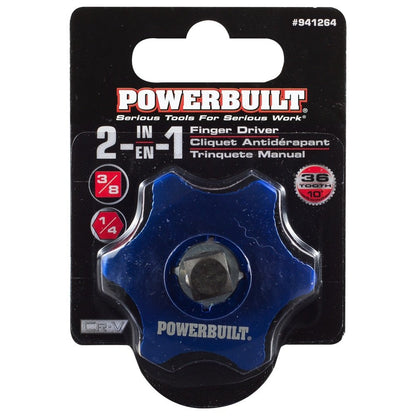 Powerbuilt 3/8 Inch Drive Palm Ratchet Handle, Finger Ratchet, Stubby Thumb Ratchet 2-in-1 for Tight Spaces - 941264