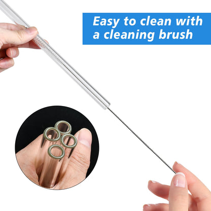 Worldity 20Pcs 12 Inch Long Glass Borosilicate Blowing Tubes, Industrial Glass Tubes for Glass Blowing 12mm OD, 8mm ID, 2mm Thick Wall Clear Glass Pipe with 4 Cleaning Brush for Laboratory Experiment