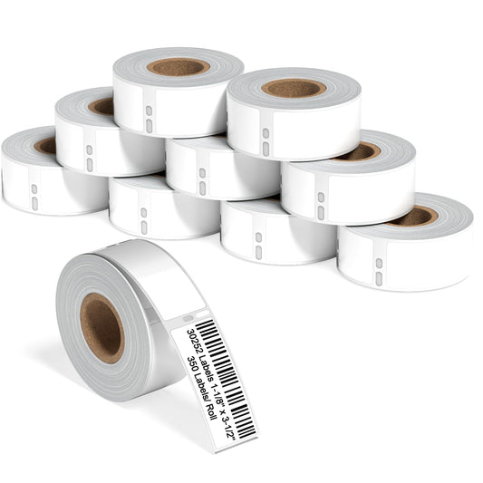 Compatible with Dymo 30252 Address Labels 1-1/8 x 3-1/2 Barcode Labels Work with 450, 450 Turbo, 4XL, 400, Rollo Label Printers (10 Rolls /3500 Labels)