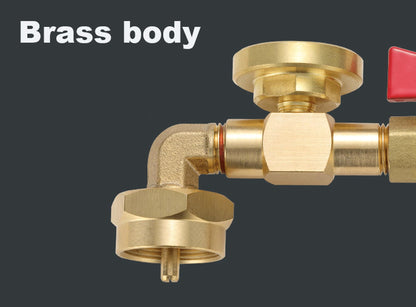 PropaneQCC1 Refill Adapter with Valve and Gauge, Fill 1 Lb Bottles from 20 Lb Tank, 90-Degree Elbow Design, Easy to