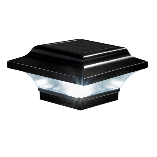 Classy Caps Imperial Solar Post Cap - Black SLO82B – Fits 2.5"x2.5", 2.25"x2.25", and 2"x2" Post Sizes, High-Performance Solar LED, Durable Cast Aluminum Construction