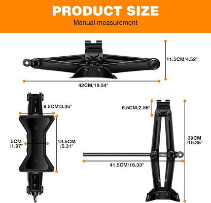 Scissor Jack, Compact Car Jack Kit 2 Ton/4409 LBS, 105 to 385mm Lifting Range Car Lift Jack, Portable Tire Change Kit for Cars/SUV