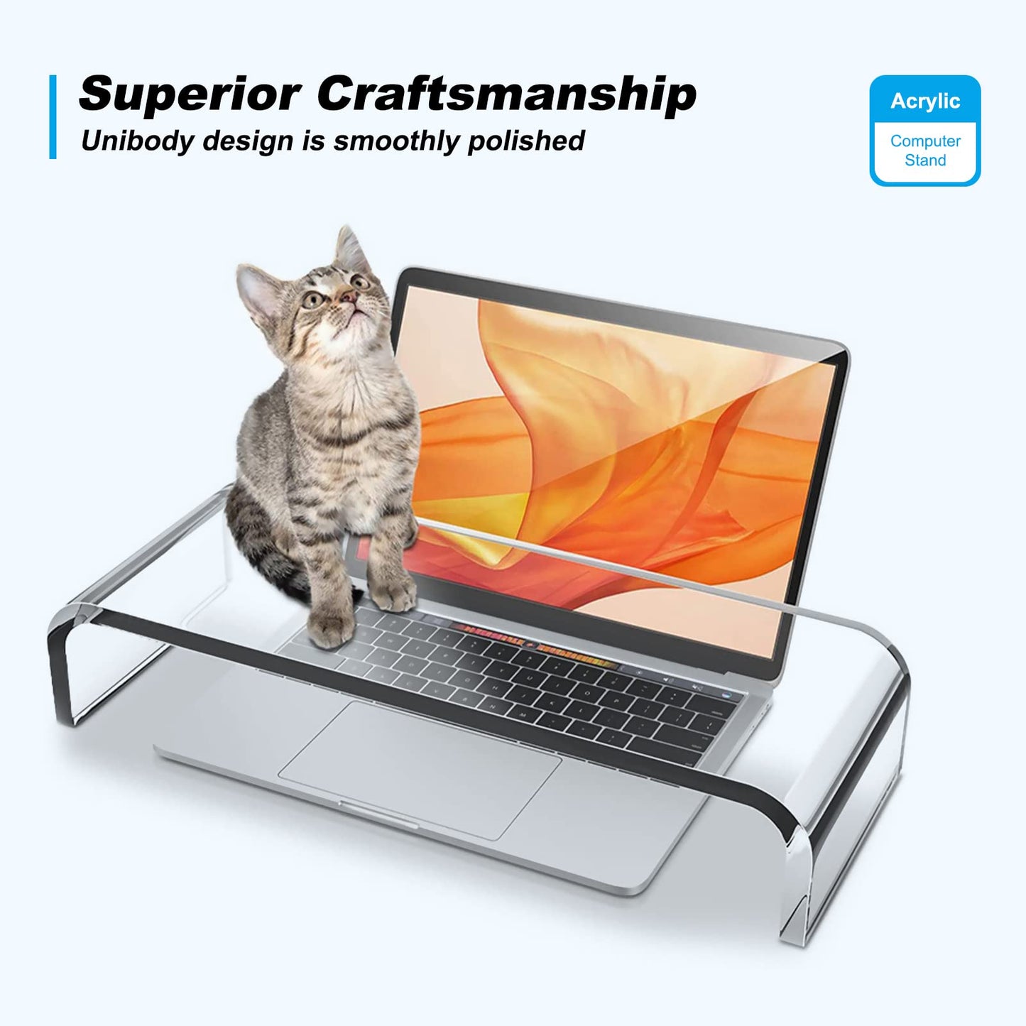 Acrylic Monitor Stand Riser - Acrylic Laptop Stand, Clear Monitor Stand, Monitor Riser for Desk Keyboard Storage Office, Home, School