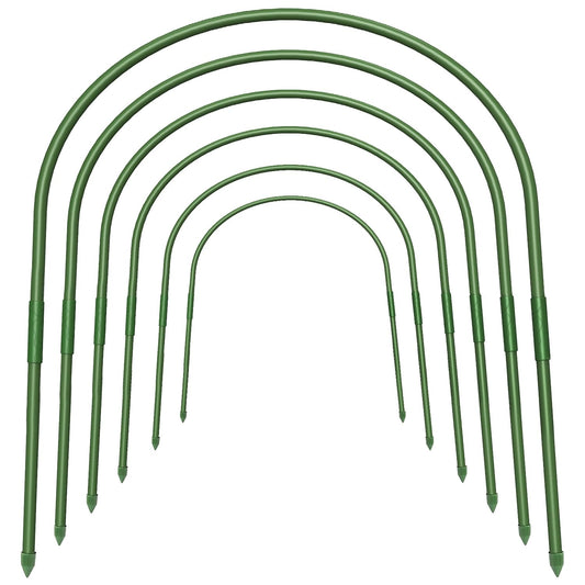 FOTMISHU 6Pcs Greenhouse Hoops, 23.6" x 25.6" Rust-Free Grow Tunnel, 4.9ft Long Steel with Plastic Coated Support Hoops Frame for Garden Fabric, Plant Support Garden Stakes