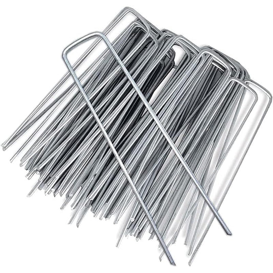 100 Pack Landscape Pins 4 Inch Garden Lawn Staples Galvanized Garden Stakes Landscape Yard Pins Staples Anti-Rust Ground Stakes for Weed Barrier Fabric, Irrigation Tubing, Yard Lawn