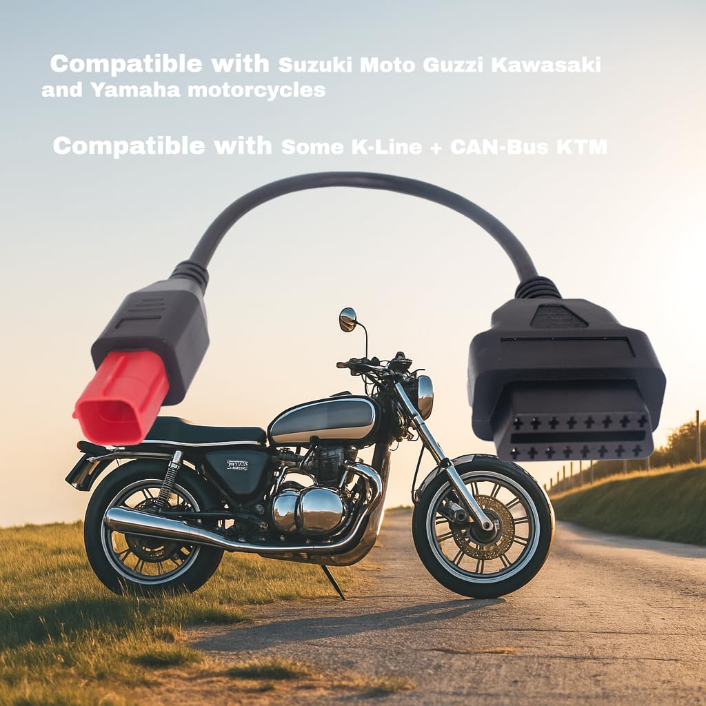 6 Pin OBD2 Adapter Cable for Euro5 Motorcycles, Fit for Moto Guzzi, Vespa, Piaggio, KTM, Suzuki, Honda– Motorcycle Diagnostic Connector