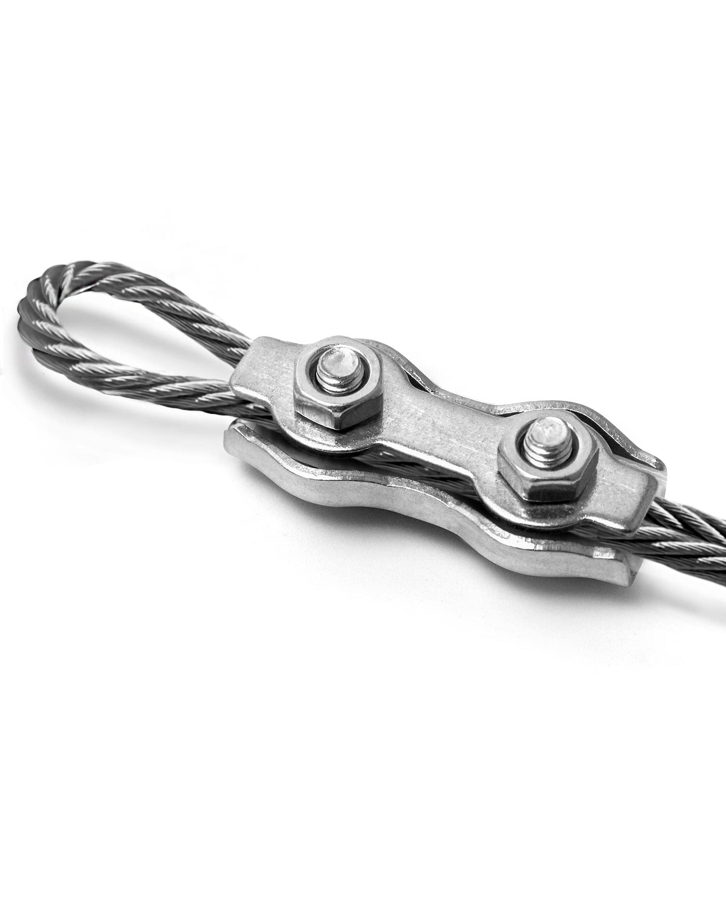 QWORK Cable Clamp, 50 Pcs M3 Stainless Steel Duplex 2 Post Wire Rope Clamps for 1/16" - 1/8" Diameter Wire Rope