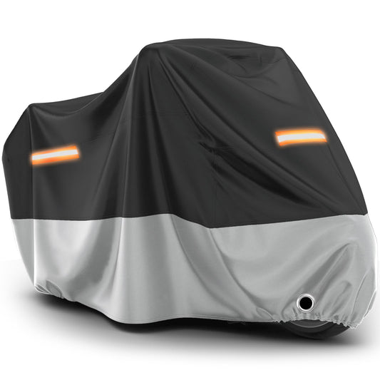 Favoto Motorcycle Cover Waterproof Outdoor All Season Dust Sun Rain Protection Windproof Night Reflective with Lock-Holes Storage Bag Fits up to 96.5" Motorcycles Vehicle Cover