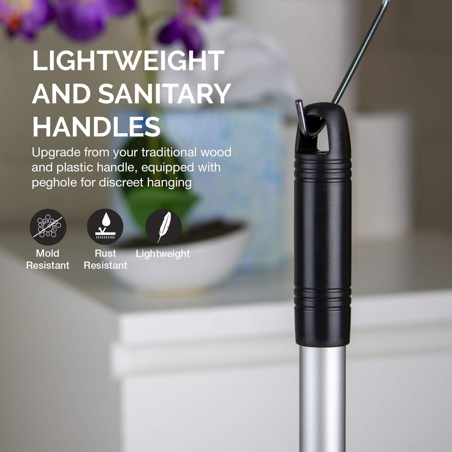 NEIKO 60168A Toilet Plunger Set, 4 Piece, Bonus Mini Sink & Drain Plunger, Toilet Bowl Brush & Caddy, Patented All-Angle Design, Telescopic Aluminum Handle, Bathroom Toilet Brush and Plunger Set