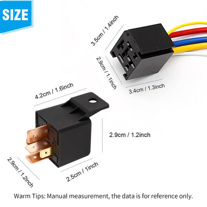Vkinman 80Amp 12V 5-pin Relay Kit, SPDT 12-Volt Automotive Relay with Heavy-Duty Pigtail, 2-Pack