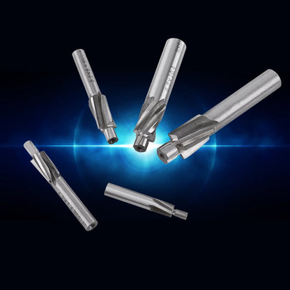 Hilitand 5pcs Counterbore Drill Bits Set, 4 Flutes Straight End Mill Cutter HSS Countersink Slot End Mill Cutter M3-M8 for Copper Aluminum Cast Iron, Milling Cutter
