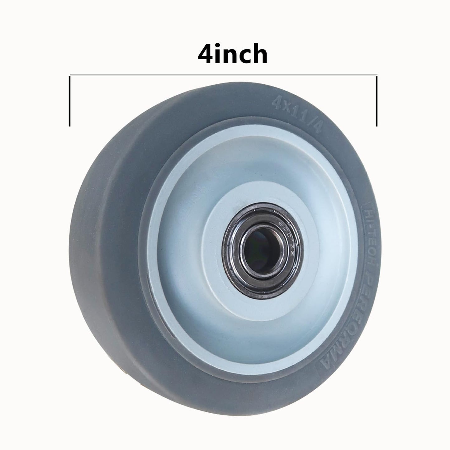 2-Pack Heavy Duty PU Caster Wheels with Bearings – Replacement Plate Mount Wheels for Hand Trucks, Platform Carts, Shelves & Industrial Utility Dollies (grey, 4inch)