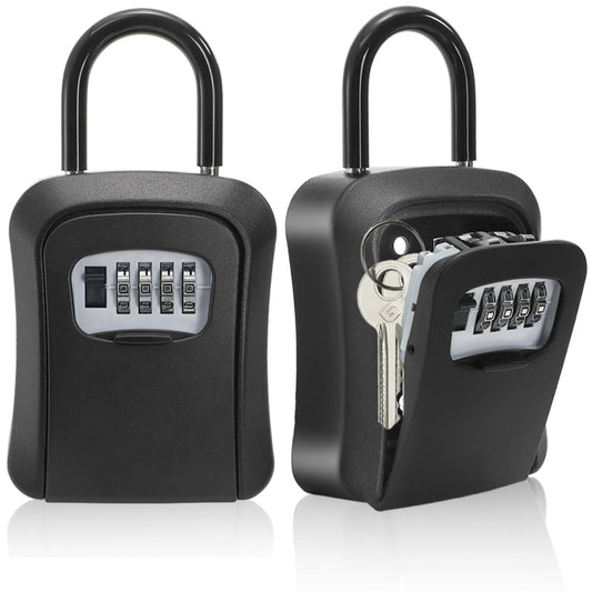 Cididu 2 Pack Key Lock Box for Outside, Wall Mount Lockbox for Keys with Code, Waterproof Key Safe Storage Box 4 Digit Combination, Portable Resettable Door Lock Box for Realtors Retail Store Garage