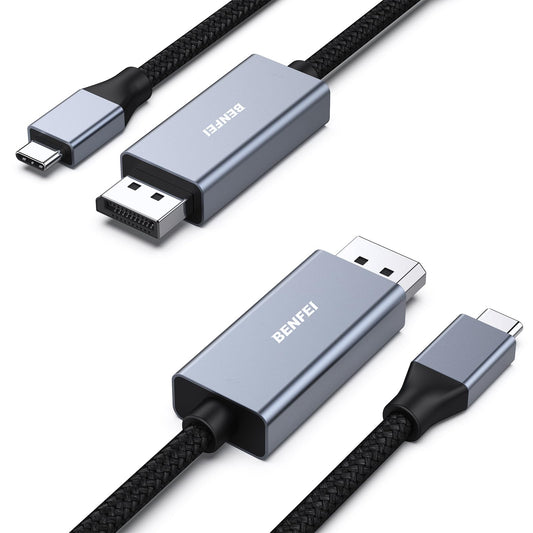 BENFEI 2 Pack USB-C to DisplayPort 6 Feet Cable(4K@60Hz 2K@144Hz), USB Type-C to DisplayPort Cable [Thunderbolt 3 Compatible] for MacBook Pro 2022/2021/2020