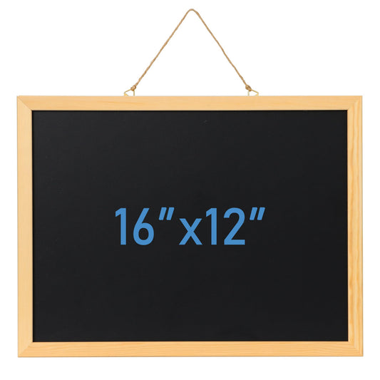 Mordchil HF Chalkboard, 16"x12" Wall Mounted Small Blackboard, Wood Frame Hanging Rustic Chalk Board for School, Office, Home, Restaurant Menu, Kitchen, Natural Wood Color