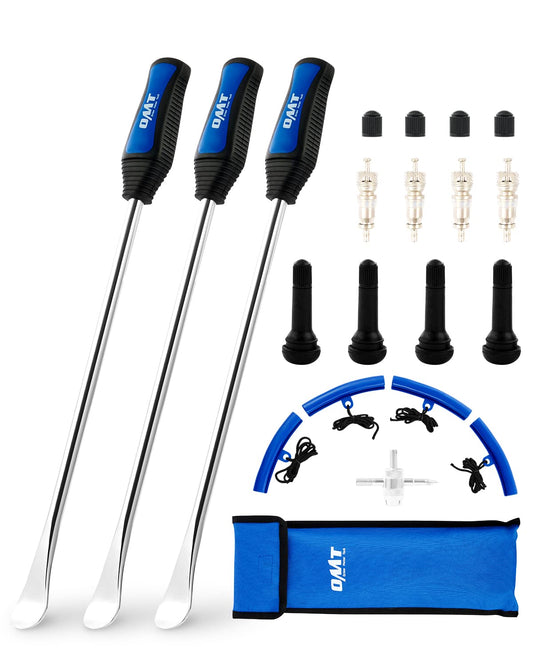 Orion Motor Tech 14.5"/37cm Tire Spoon Kit, 20pc Tire Changing Tool for Motorcycle Dirt Bike Lawn Tractor Bicycle, Motorcycle Tire Changer Tire Removal Tool with 4pc Rim Covers Valve Tool Valve Cores