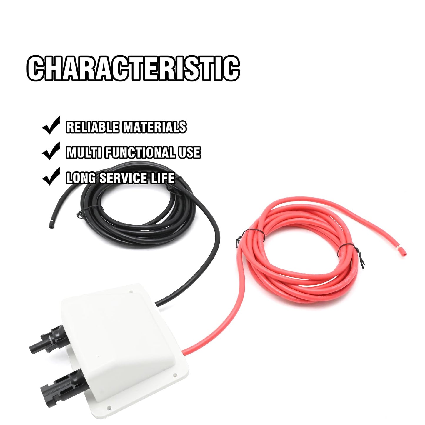 SYOWADA 10 FT Solar Double Cable Entry Gland, Weatherproof 10 AWG Double Cable Entry Housing, UV Resistance ABS Double Cable for All Cable Types, for Solar Project on RV Boat Camper Van
