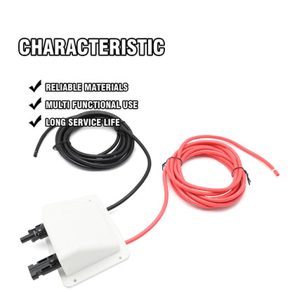 SYOWADA 10 FT Solar Double Cable Entry Gland, Weatherproof 10 AWG Double Cable Entry Housing, UV Resistance ABS Double Cable for All Cable Types, for Solar Project on RV Boat Camper Van
