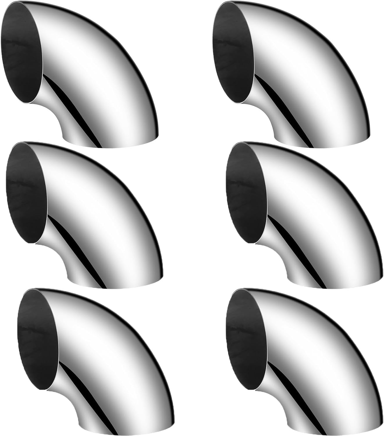YOUEON 6 Pcs 2.5" 90° Exhaust Elbow Pipe, 304 Stainless Steel Mandrel Bend Elbow Thickness 16GA/0.06", Exhaust Pipe Tubing for Car Modified Exhaust System, Stair Handrail, Exhaust Application
