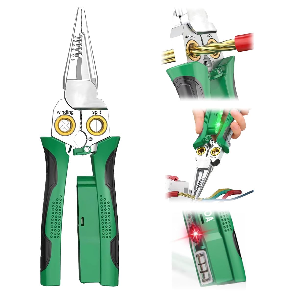 8 in 1 Wire Stripper Machine with Voltage Tester, Multifunctional Foldable Twister Electrical Pliers, Manual Durable Cutter Cable Crimping Pince Electrician Tool for Home Repair