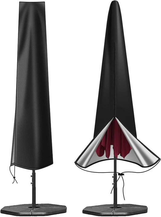 OKPOW Umbrella Cover 600D Oxford Fabric Patio Umbrella Covers Waterproof with Zip (190 x 30 x 50cm), for 9ft to 12ft Garden Outdoor Umbrella, Black