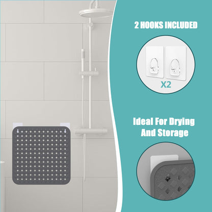 Non Slip Shower Mat Square: Mildew Resistant Shower Anti Slip Mat with Drain Holes - 165 Suction Cups Shower Floor Anti Slip Mat for Stall