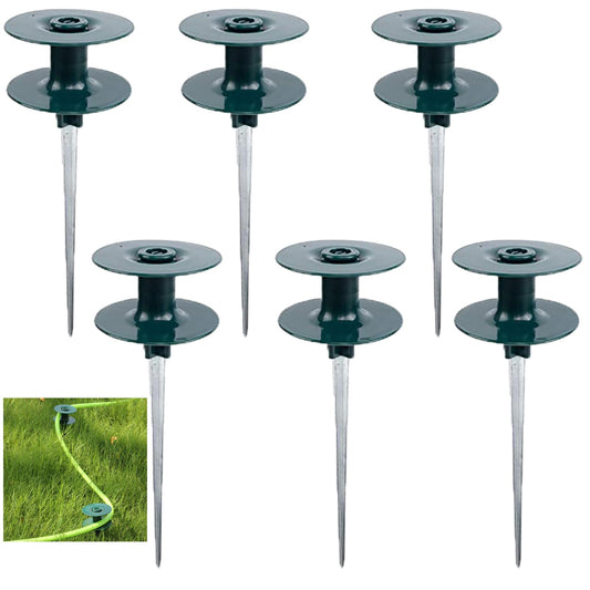 Coloch 6 Pack Garden Hose Guide Spike, 10 Inch Guides Water Hoses Guide Green ABS & Zinc Alloy Hose Guard Stake Spike with Heavy Spin Top, Protects Plants & Landscaping, Plant & Flower Bed Protection