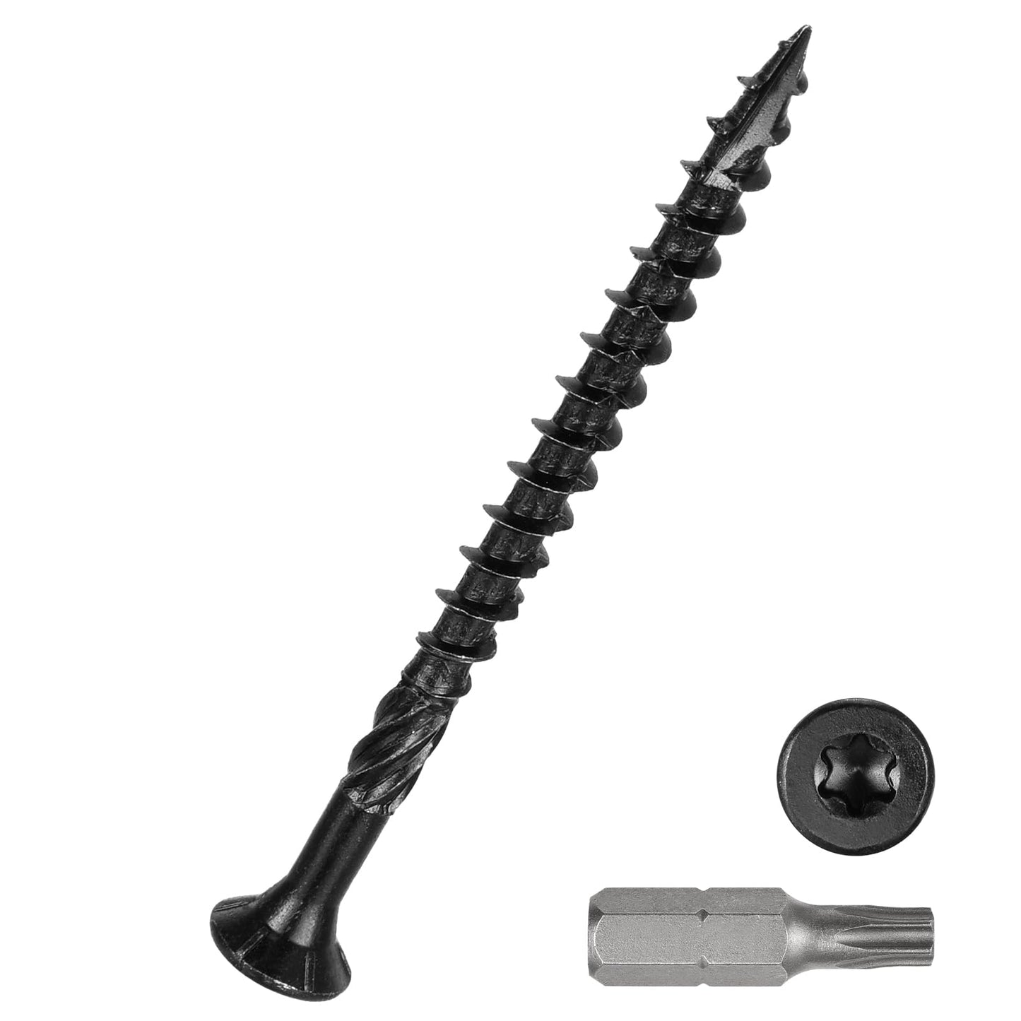 DTGN #9x2-1/2 Deck Screws - 150Pack - Good for Decks, Fences, Frames, Farms, Outdoor Furniture - Carbon Steel Wood Screws Decking Screws Epoxy Coated W/ T25 Torx Star Drive Bit - Black