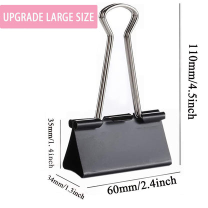 Extra Large Binder Clips 2.4 Inch (24 Pack), Upgrade Giant Binder Clips Big Paper Clips Clamps for Office and Home Supplies, Black