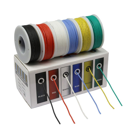 CBAZY™ Hook up Wire Kit (Stranded Wire Kit) 22 Gauge Flexible Silicone Rubber Electric Wire 6 Colors 19.6 feet Each 22 AWG