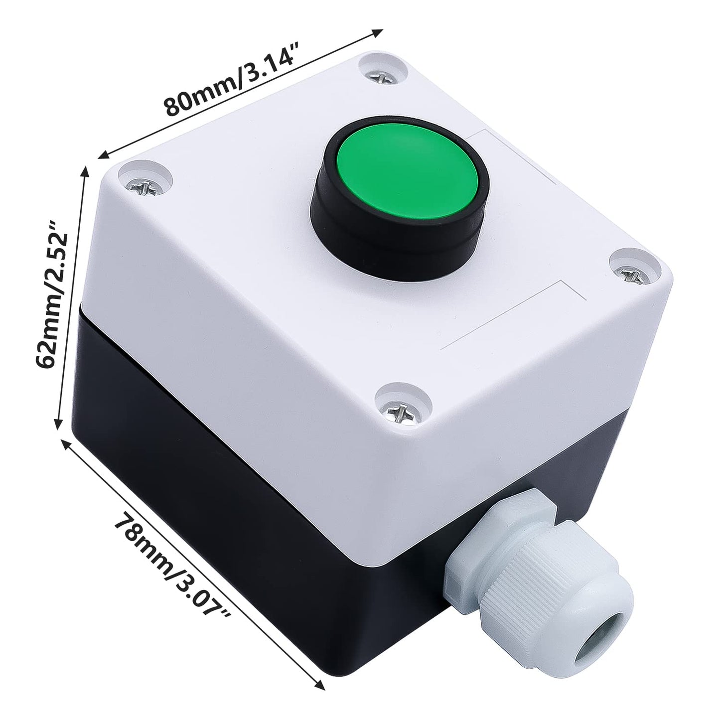 mxuteuk Momentary Push Button Switch Station Box Exit Button Switch ABS Weatherproof for Automatic Gate Openers One Button Exterior Opener LA36-11BN-G-BOX-W