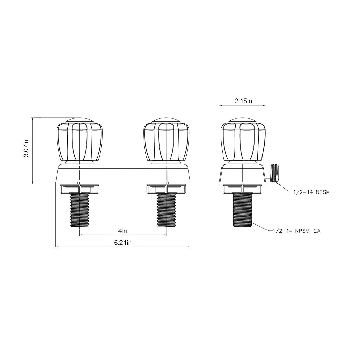 OYMOV RV Shower Faucet - 4'' Camper Faucet, RV Valve Mixer Diverter Replacement with 2 Knob Handles for Indoor and Outdoor Shower, White