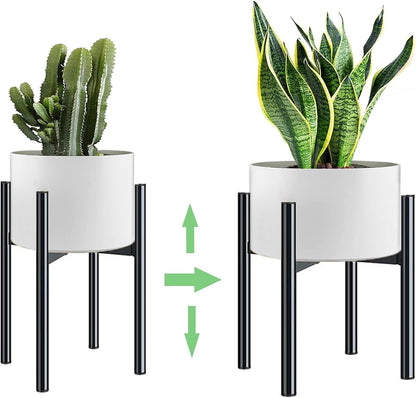 Plant Stand Indoor Adjustable, Metal Modern Plant Stands, Heavy Duty Stable Plant Pot Flower Holder Indoor Outdoor Corner, Black