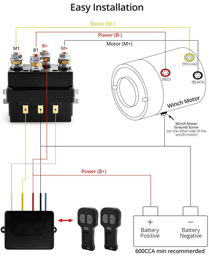 QWORK 12V 250A Winch Solenoid Relay Contactor for AUT UTV 3000-5000lbs Winch