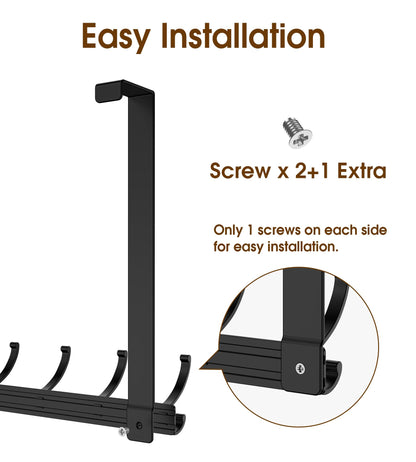 CHAUNCEY HOME Long Over The Door Hooks Hanger with 15.75" Arms for Easier Access by Shorter, Heavy Duty Door Hanger for Coat, F16C, Fits Standard 1 3/4'' Doors, Towel Racks for Bathroom, Black