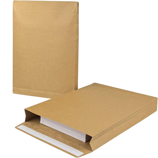 Neehows 15 Pack Expandable Large Kraft Envelopes, 9.3" x 13" Big Mailing Envelopes Self Seal Anti Tear Catalog Envelopes for Business Office Paper Documents File Storage - Brown