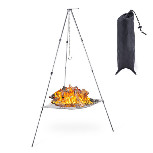 Portable Outdoor Fire Pit Camping Oven Tripod - New Upgraded Campfire Pit Collapsible Foldable Mesh Fire Pits Fireplace for Camping, Campfire, Patio, Backyard and Garden - Storage Bag Included