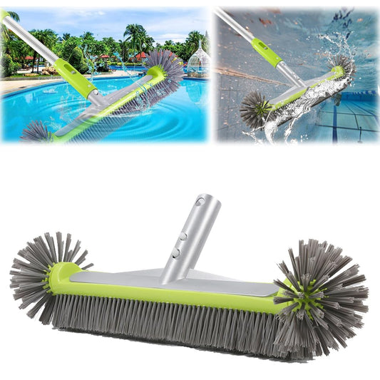 ELETON Swimming Pool Wall & Tile Brush, Professional 17.5"" Heavy Duty Aluminum Back Head for Cleans Walls, Tiles & Floors, Premium Nylon Bristles with Hemispherical Ends (Green)