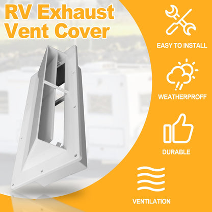 RV Range Hood Vent Cover, RV Stove Exhaust Vent Cover Replacement with Screen & Damper, Waterproof Exterior Vent for Camper Trailer Motorhome, Includes 10Pcs Screws, White