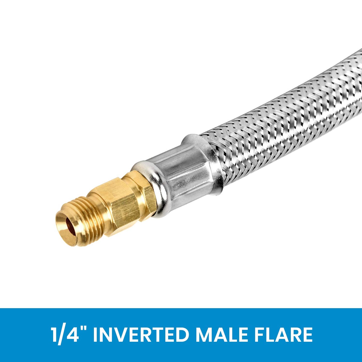 Stanbroil 15" RV Propane Pigtail Hose with Gauge for 2-Stage Auto Changeover Regulator, Stainless Steel Braided Hose with 1/4" Inverted Male Flare, 2PCS