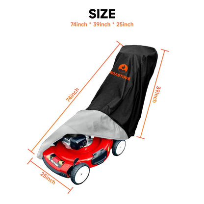 Roastove Black Outdoors Lawn Mower Cover - Heavy Duty 420D Polyester Oxford Waterproof, UV Protection Universal Fit with Drawstring