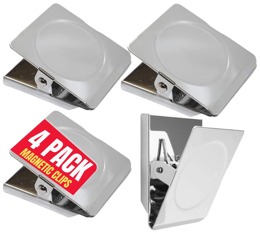 1InTheOffice Strong Magnetic Metal Clips, Heavy Duty, 2.3" Length, 4 Pack