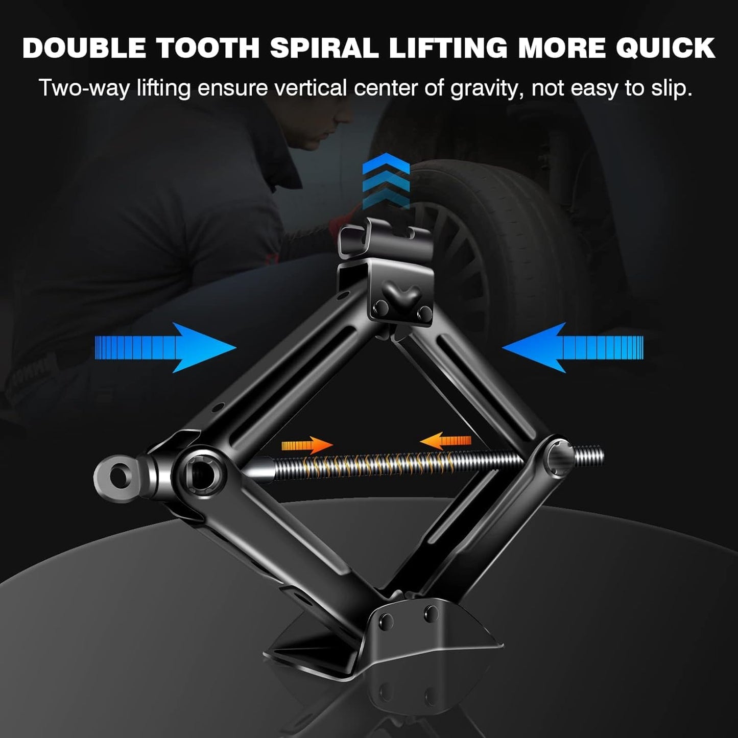 Scissor Jack, Compact Car Jack Kit 2 Ton/4409 LBS, 105 to 385mm Lifting Range Car Lift Jack, Portable Tire Change Kit for Cars/SUV