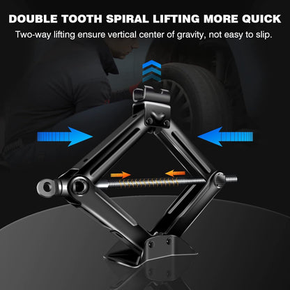 Scissor Jack, Compact Car Jack Kit 2 Ton/4409 LBS, 105 to 385mm Lifting Range Car Lift Jack, Portable Tire Change Kit for Cars/SUV