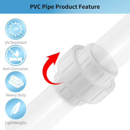 LESSO 4pcs 3/4 inch PVC Female Thread Union,PVC Coupling,Furniture Grade for Water Systems,SCH40 White