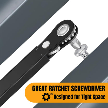 Ratcheting Screwdriver Men Gifts- 90 Degree Offset Screwdriver Bit Set Low Profile Pocket Screwdrive for Tight Space Cool Gadgets Gifts for Men Him Dad Husband (22Pcs Precision & DIY Bit Set)