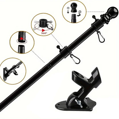 6 Ft Flag Pole Poles Outdoor Flags with Kit Mount Professional Stainless Steel Kit Outside House with Heavy Duty Metal Holder Flagpole Mounting Bracket Adjustable Length for Garden House Patio