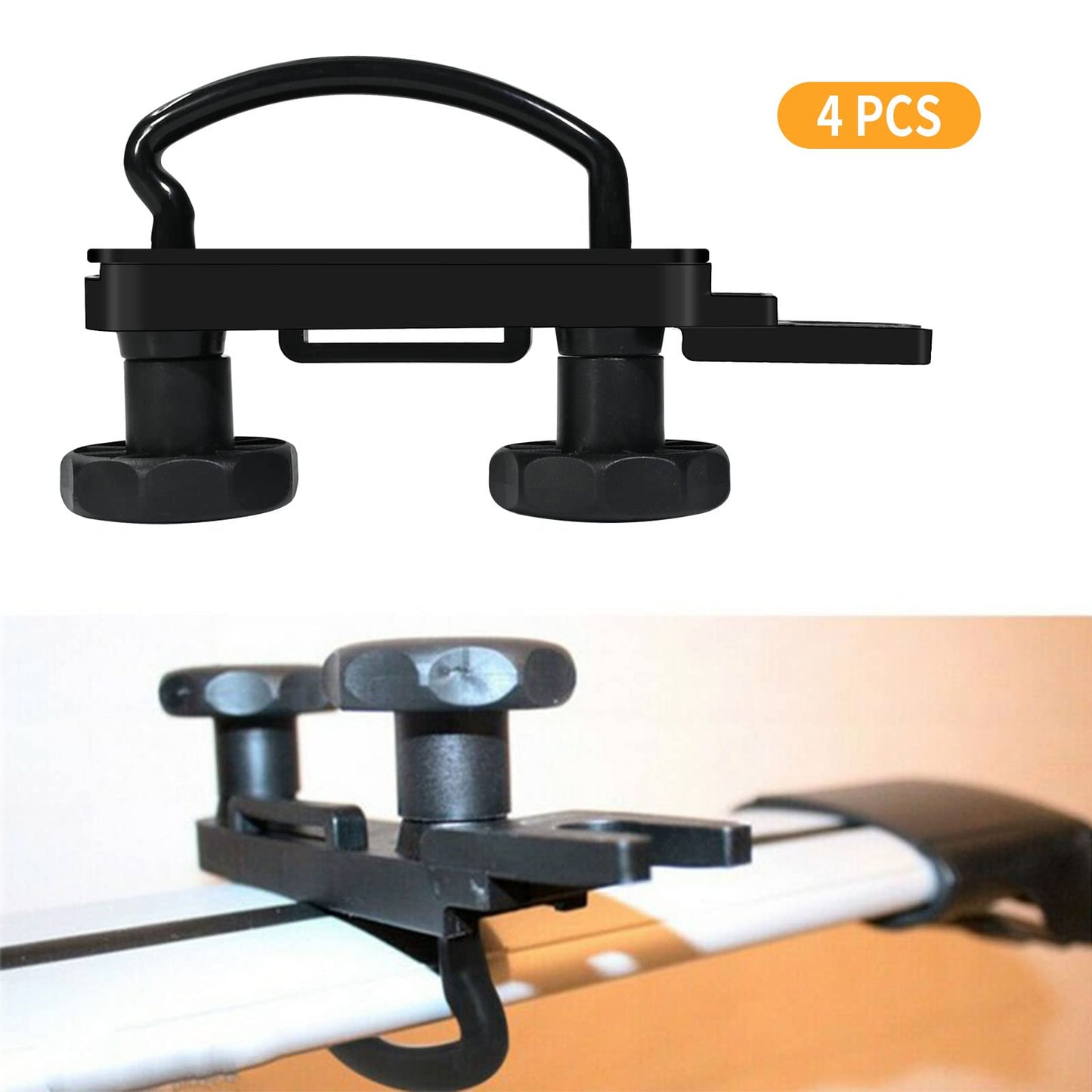 VIKKSAER 4 PCs Universal Roof Box U Bolt Clamps Kit, Heavy Duty U Clips Rooftop Cargo Carrier Rack Bolts, 85mm Internal Width Car Van Roof Rack Bracket Kit for Cars SUV Cargo Carrier with 2 Straps
