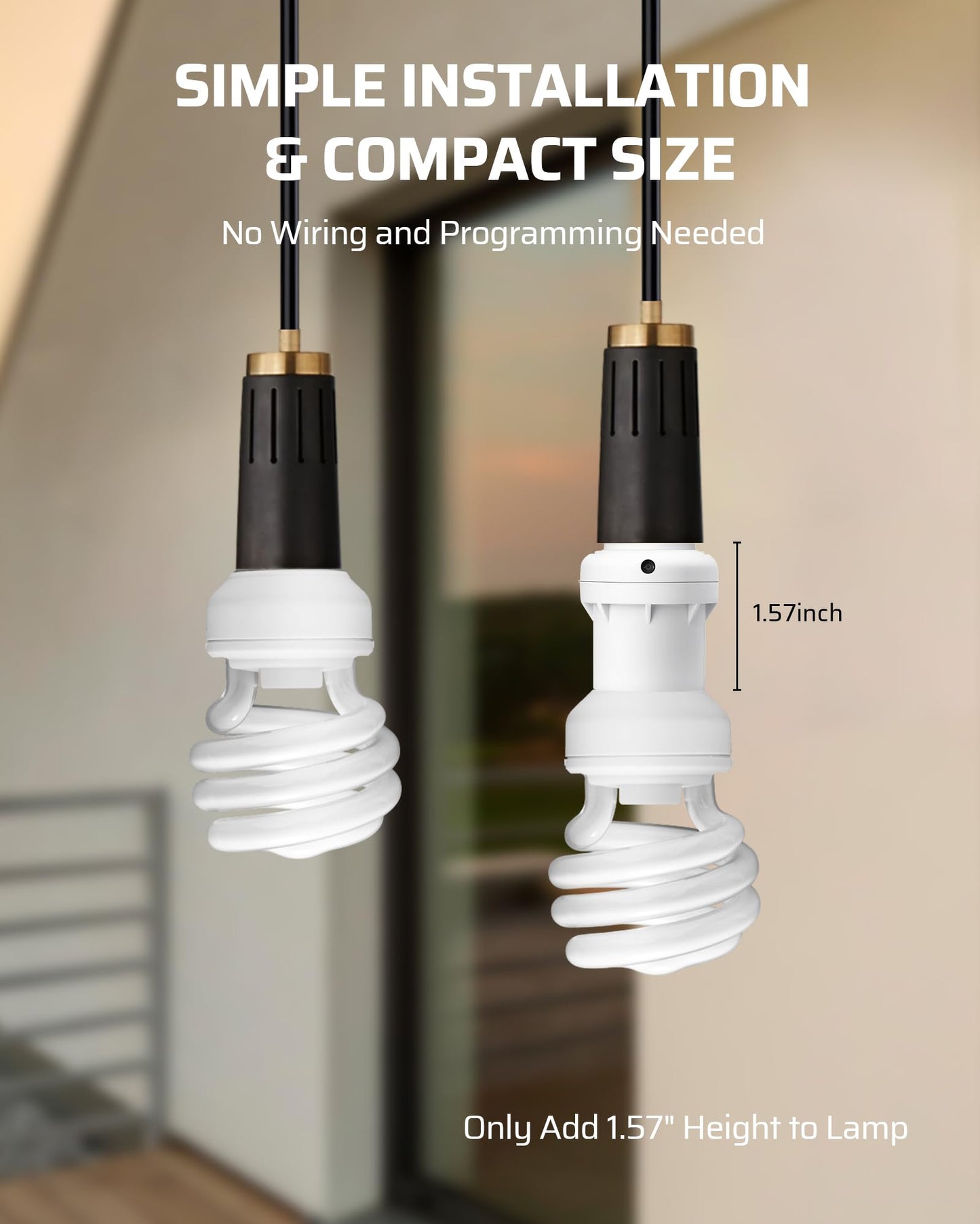 DEWENWILS Light Sensor Socket, Dusk to Dawn Sensor Socket, Light Bulb Socket for Light Fixtures, Compatible with Incandescent/CFL/LED/Halogen Bulbs, 4 Pack