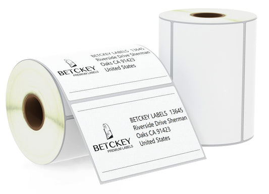 BETCKEY - 4" x 2.5" (102 mm x 64 mm) Shipping & Multipurpose Labels Compatible with Zebra & Rollo Label Printer,Premium Adhesive & Perforated [2 Rolls, 1240 Labels]